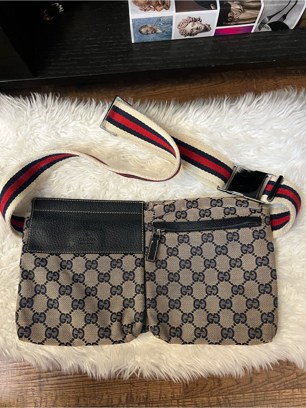 Vintage Gucci GG Canvas Web Double Pocket Belt Bag - Picture 4 of 11